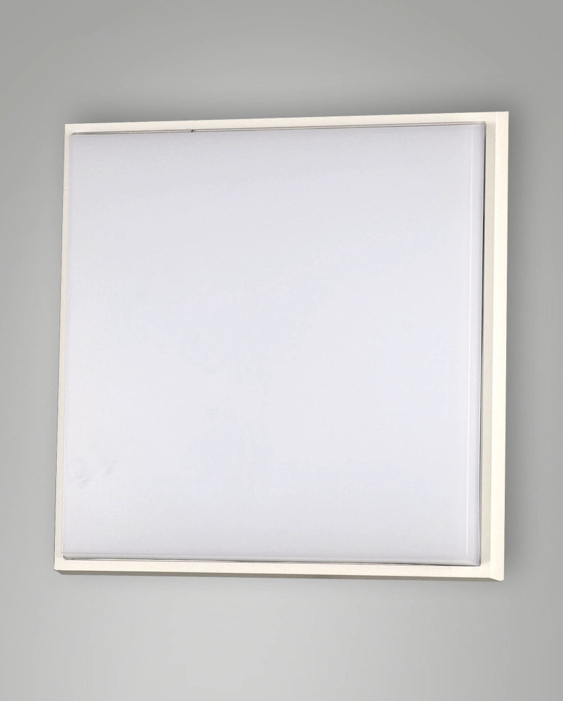Desdy Plafoniera LED Quadrata 30W 3000K IP54 in Metallo e Policarbonato Bianco - Design Moderno per Interni ed Esterni - Codice 3314-65-102