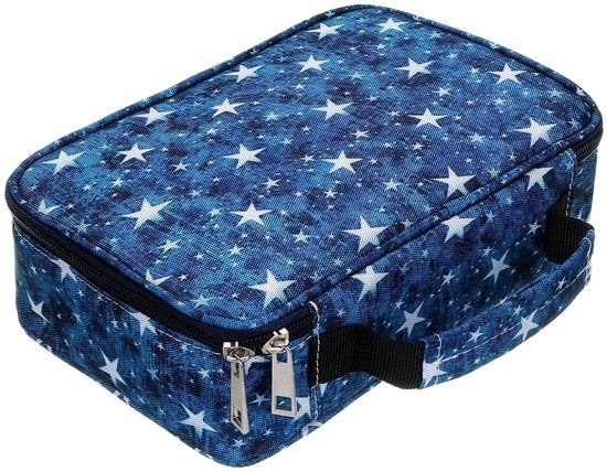 Etui multifunzionale con cerniera e modello - Etui per materiali da ufficio, 36 grandi contenitori flessibili per 72 matite colorate (azzurro stellare)