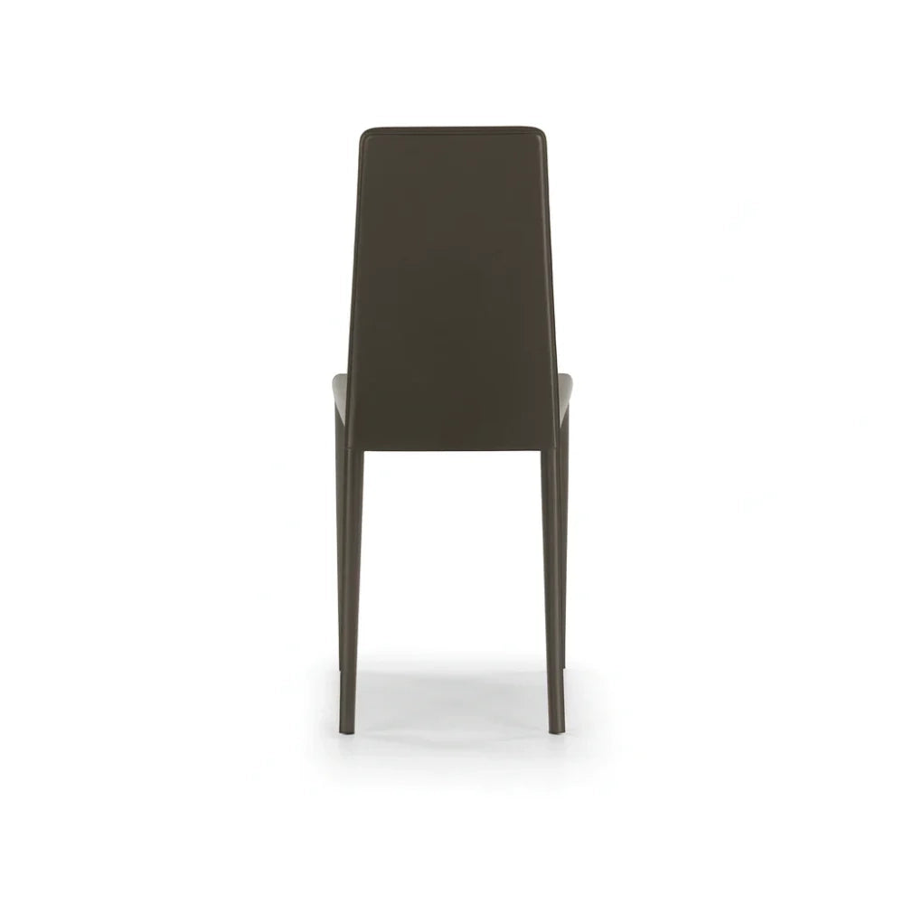 Set di 4 sedie da pranzo imbottite in similcuoio cioccolato Luma con struttura in metallo facili da pulire | Duzzle