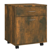Mobiletto su ruote pratico con cassetto 45 x 38 x 54 cm stile contemporaneo legno composito finitura rovere affumicato 02_0048253