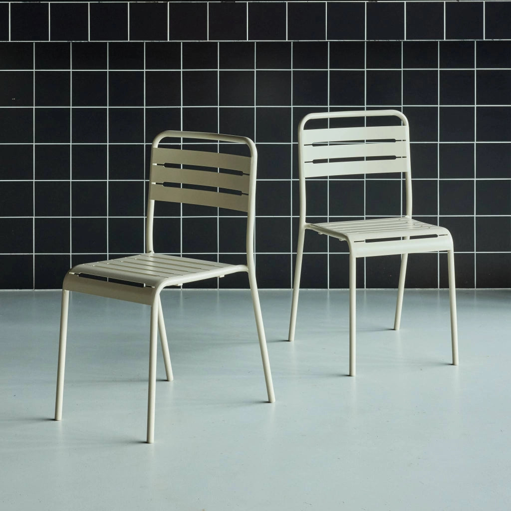set 2 sedie da giardino bistrot in acciaio, beige