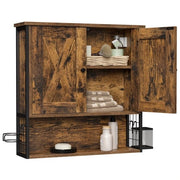 Cassettone per la stanza da bagno - Armadio per la stanza da bagno - Cassettone - Latta e Acciaio - 60cm x 16cm x 60cm - Marrone-Nero