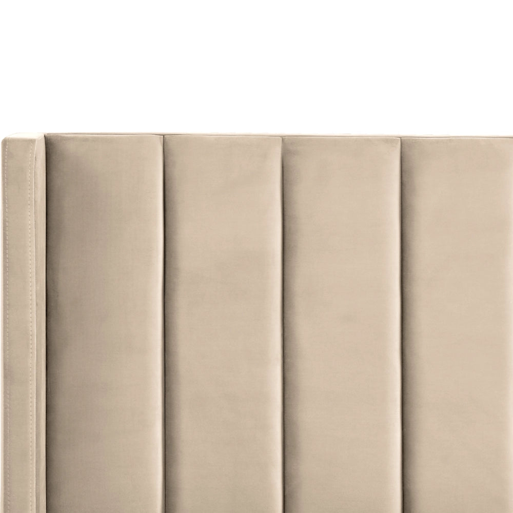 Letto matrimoniale con doghe 140 x 200 cm velluto di colore beige stile glam moderno