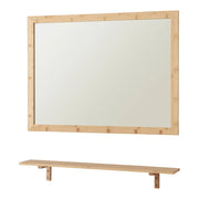 Specchio decorativo moderno da parete con mensola in bambù 80 x 60 cm finitura naturale 03_0010173