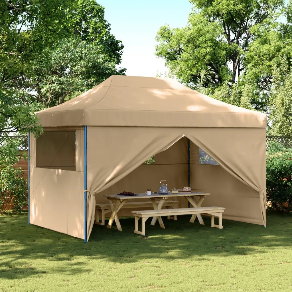 Tendone per Feste Pieghevole Pop-Up con 4 Pareti Beige 4005023