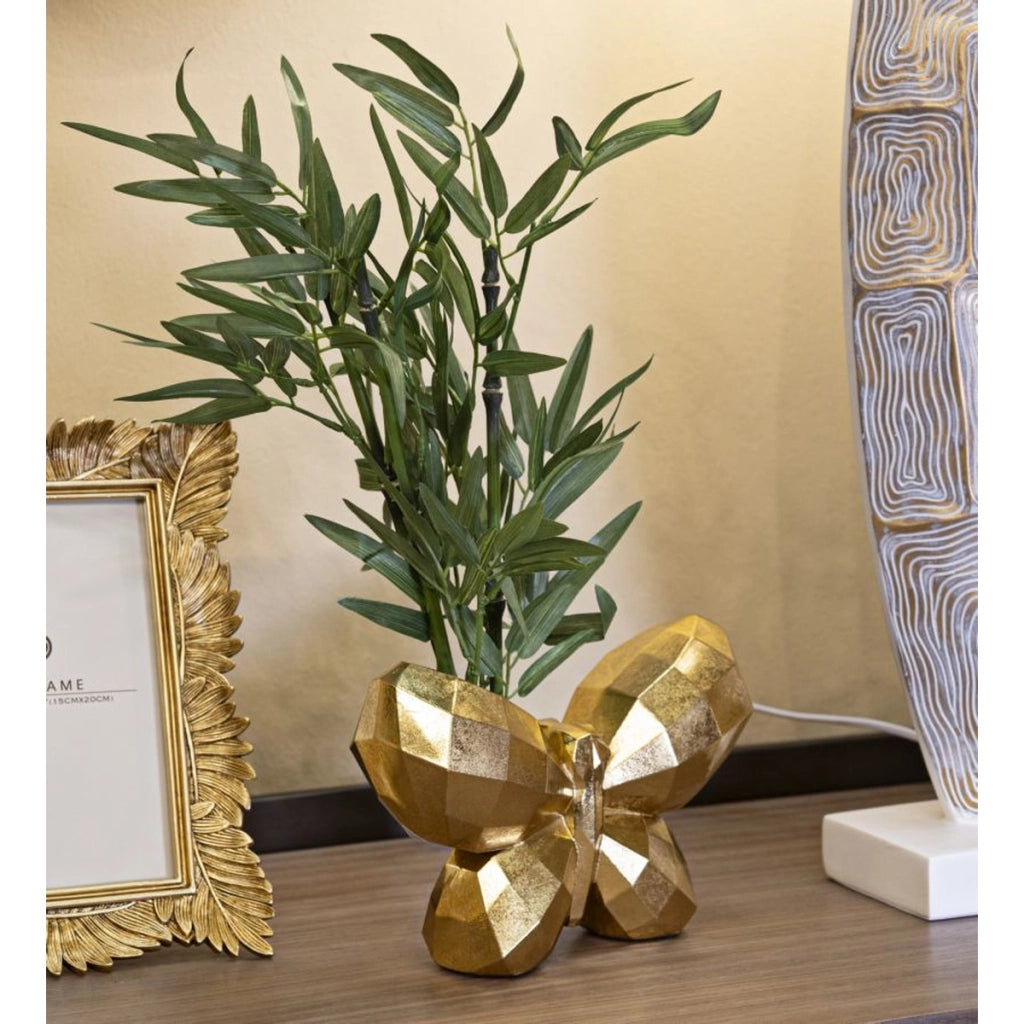 Vaso Decorativo Farfalla 3, Oro, Poliresina, 22,5x8x15 cm