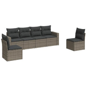 Set Divano da Giardino 6 pz | Set Salotto da Giardino con Cuscini Grigio in Polyrattan