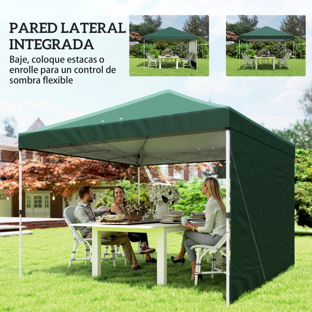 Carpa Pieghevole 3x3 m ¨C zephmum ¨C Verde con Pared Lateral UPF50+
