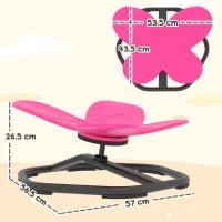 Sedia Girevole Sensoriale per Bambini, Forma a Farfalla, promuove Equilibrio e Coordinazione, Plastica, Metallo, Rosa