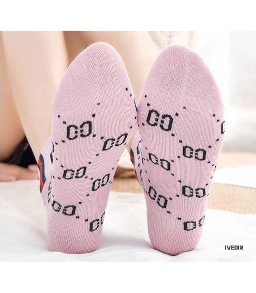 Calzini Bassi in Cotone per Donna e Bambina | Stile Universitario con Motivo Catenine Ricamate | Taglia Unica 34–40 EU