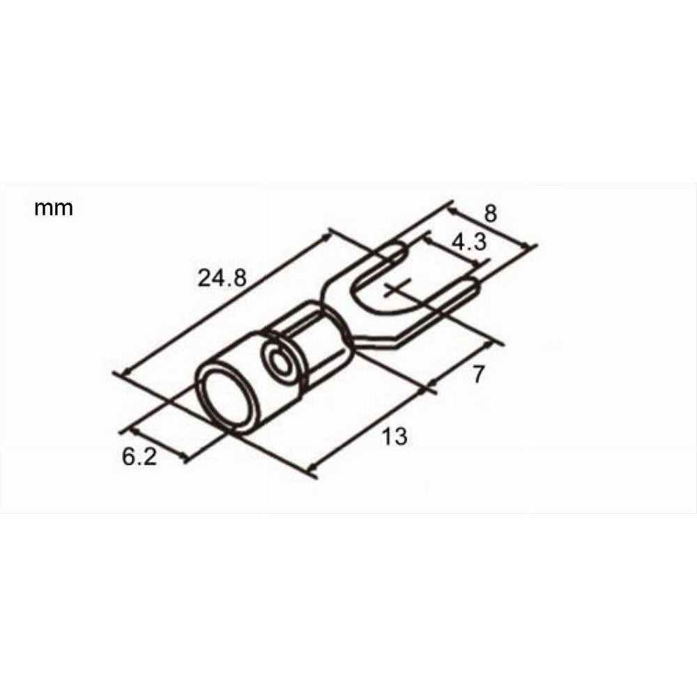 Trade Shop - Set 100pz Capicorda A Forcella A Crimpare Per Cavi 2.5 - 4mm² Isolato M4 Sv3.5-4 - Giallo