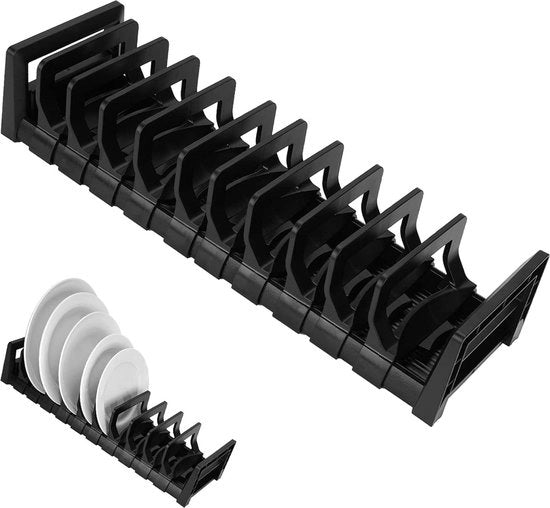 Organizzatore di piatti con supporto in alluminio regolabile - sostegno per contenitore/drogeria da appendere sul muro - nero
