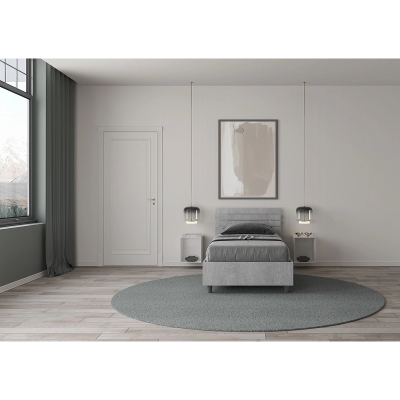Letto Singolo 80x190 cm testata dritta con doghe Ankel - Senza rete,Grigio