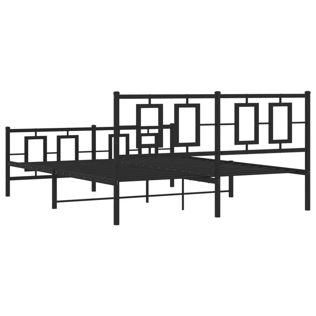 Giroletto con Testiera e Pediera Metallo Nero 150x200 cm 374261