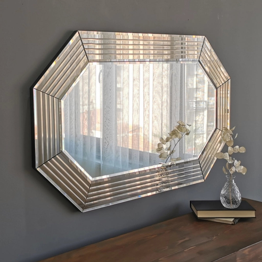 Onzo, Specchio Dettagli Geometrici, 100x60h cm Marrone Bronzo