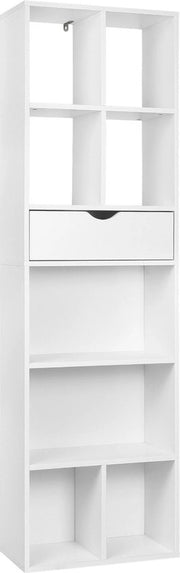 Cassettiere con 8 Comparti - Armadio per Libri - Comparti per Oggetti - Bianco 50x24x168 cm