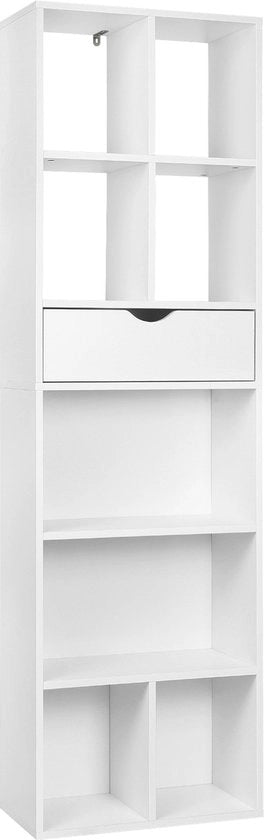 Cassettiere con 8 Comparti - Armadio per Libri - Comparti per Oggetti - Bianco 50x24x168 cm