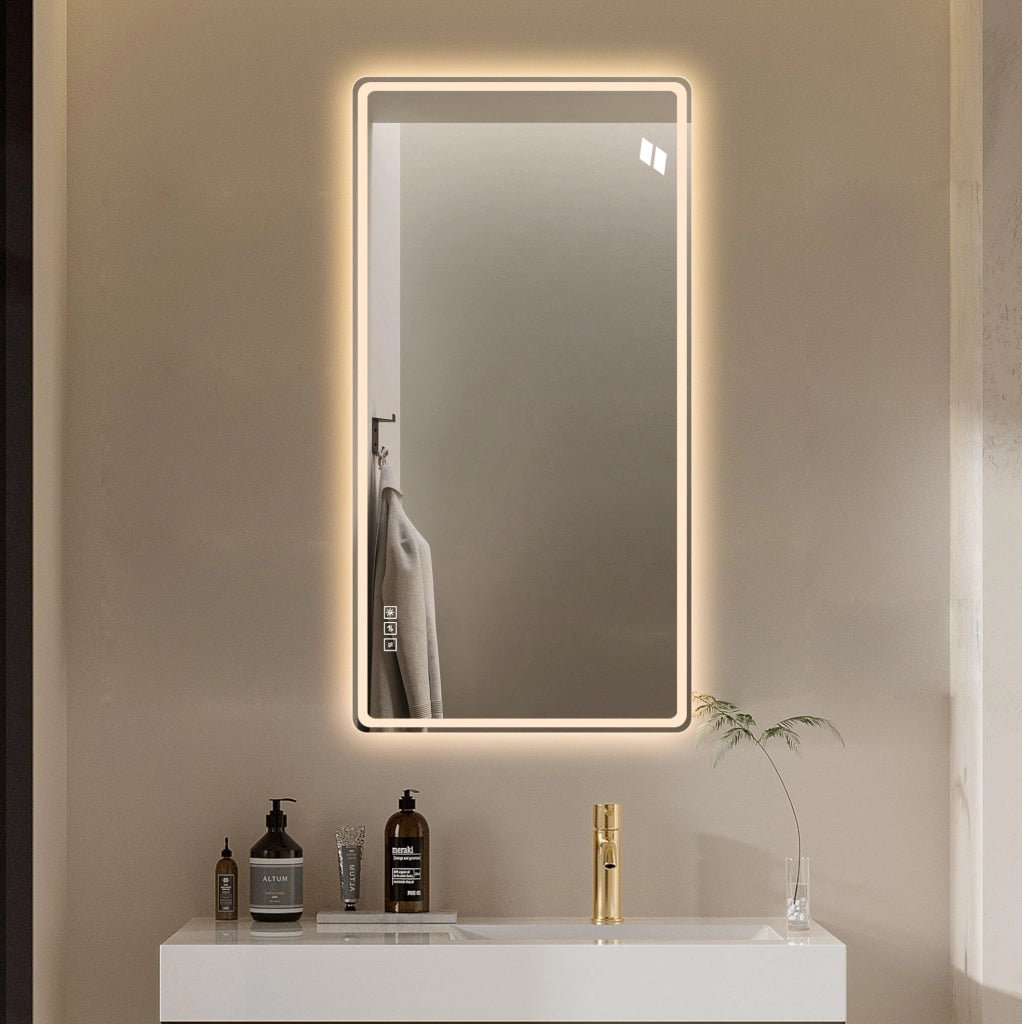 Specchio bagno LED 60x120 cm argento; vetro con luce fronte e retro