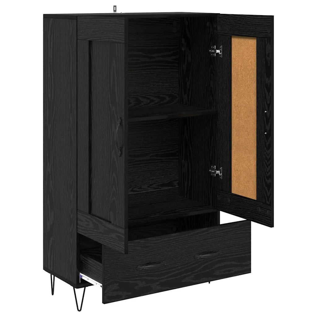 Credenza | Madia | Buffet da pranzo | Armadio da pranzo Rovere Nero 69,5 x 31 x 115 cm Legno multistrato
