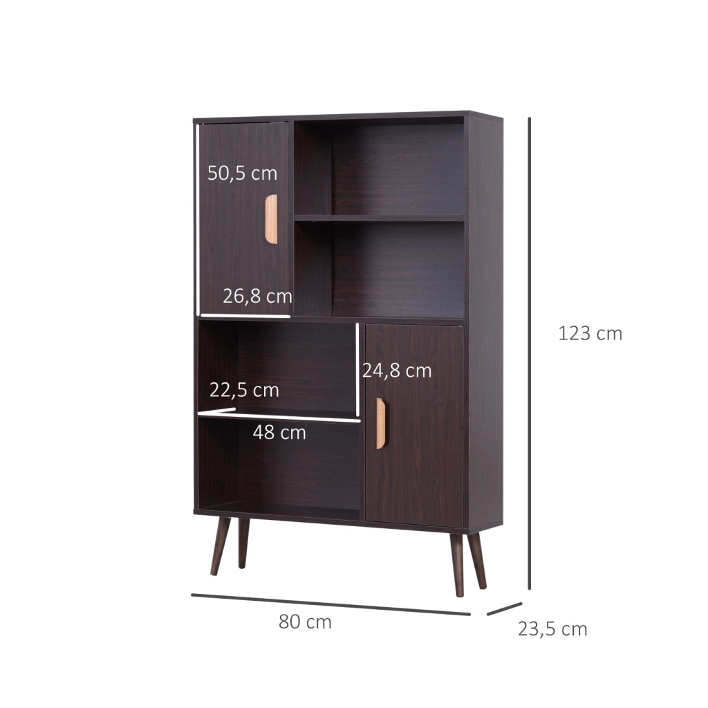 Libreria con ante e ripiani ¨C Zephmum ¨C 80x24x123 cm in legno massello weng¨¦