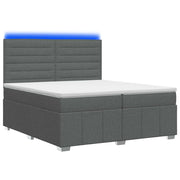 Letto Box Spring LED con Materasso Grigio Scuro 200 x 200 cm 3455676