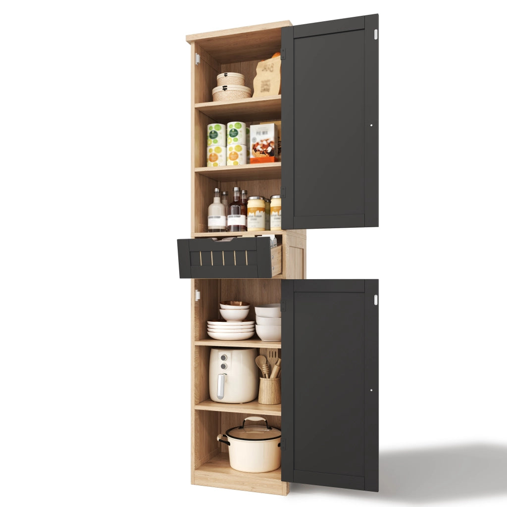 Mobile contenitore con 2 ante e 4 ripiani regolabili - per cucina - in MDF - 40×30×170 cm