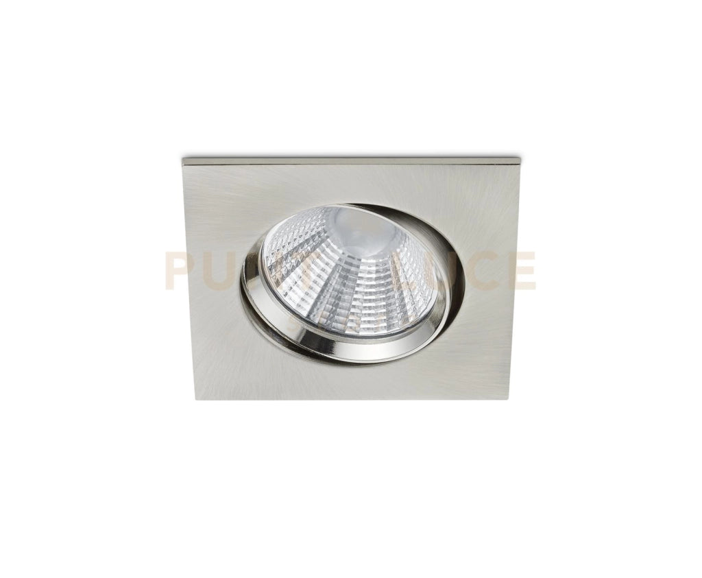 PAMIR FARETTO DA INCASSO LED 5,5W 345lm, 3000K QUADRATO ORIENTABILE ACCIAIO  IP23 8,5X8,5CM