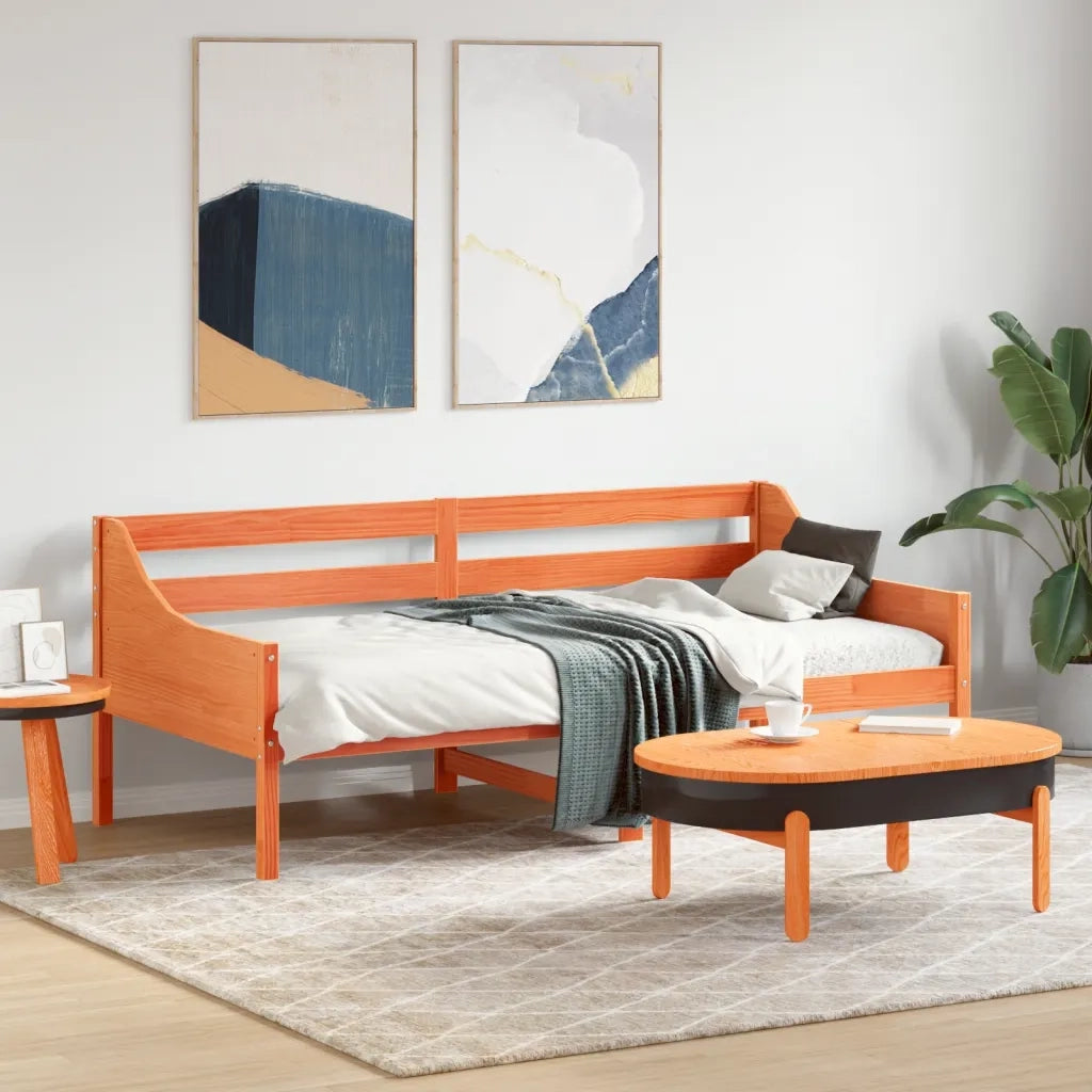 Dormeuse senza Materasso Marrone Cera 90x190 cm Legno di Pino 842841