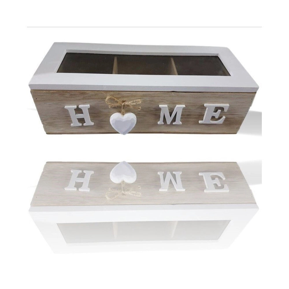 Trade Shop - Porta Oggetti Mini Vetrinetta 3 Scomparti Legno Country Chic Arredamento -
