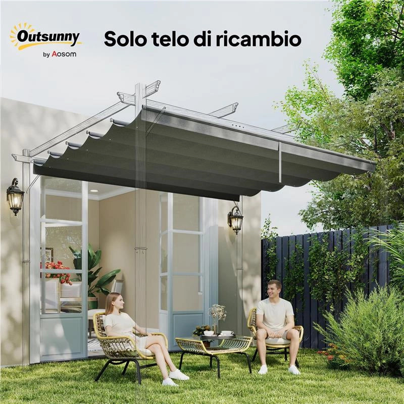 TETTUCCIO DI RICAMBIO PER GAZEBO 3X3 M CON 10 FORI DI DRENAGGIO, GRIGIO CHIARO