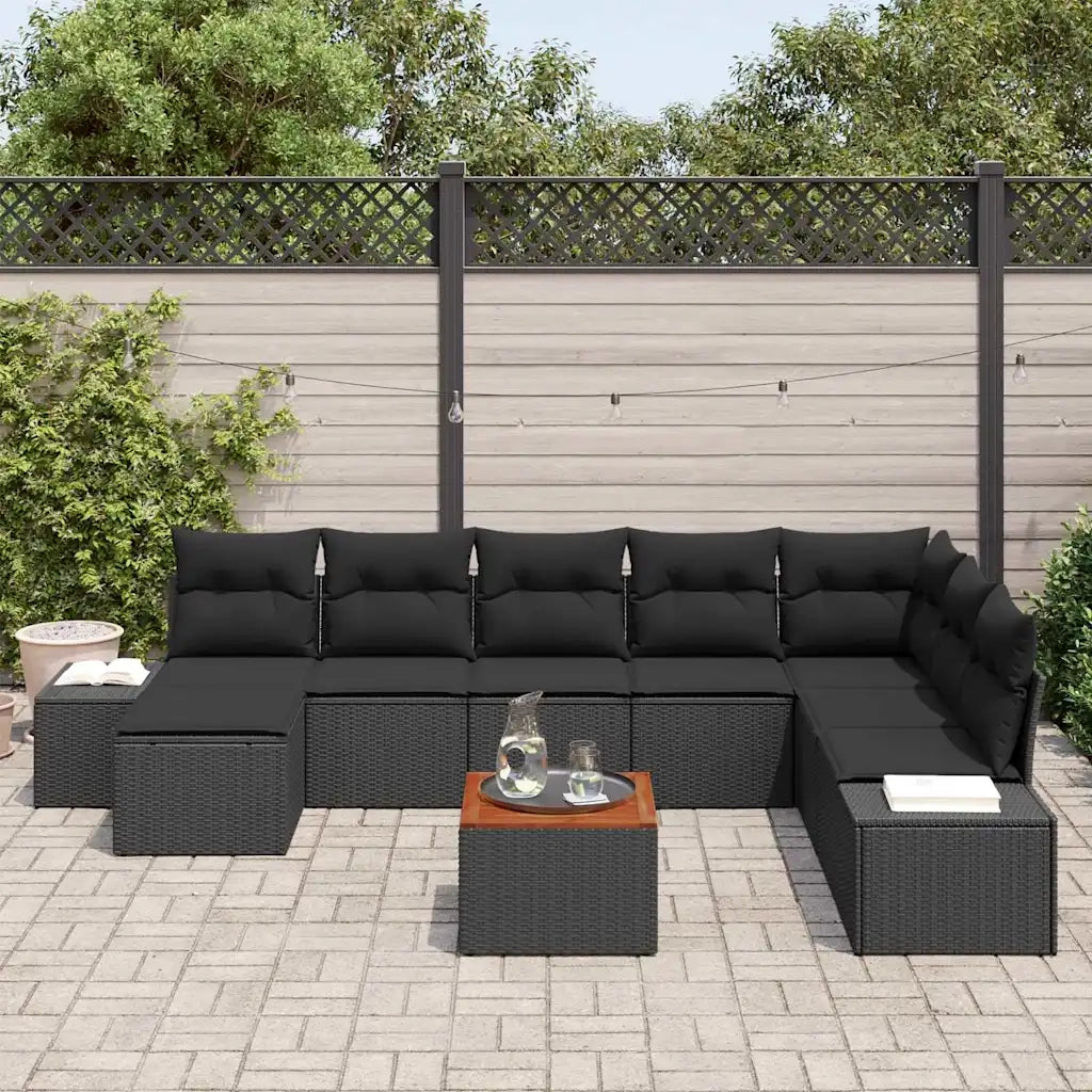 Set Divano da Giardino 9 pcs Nero
