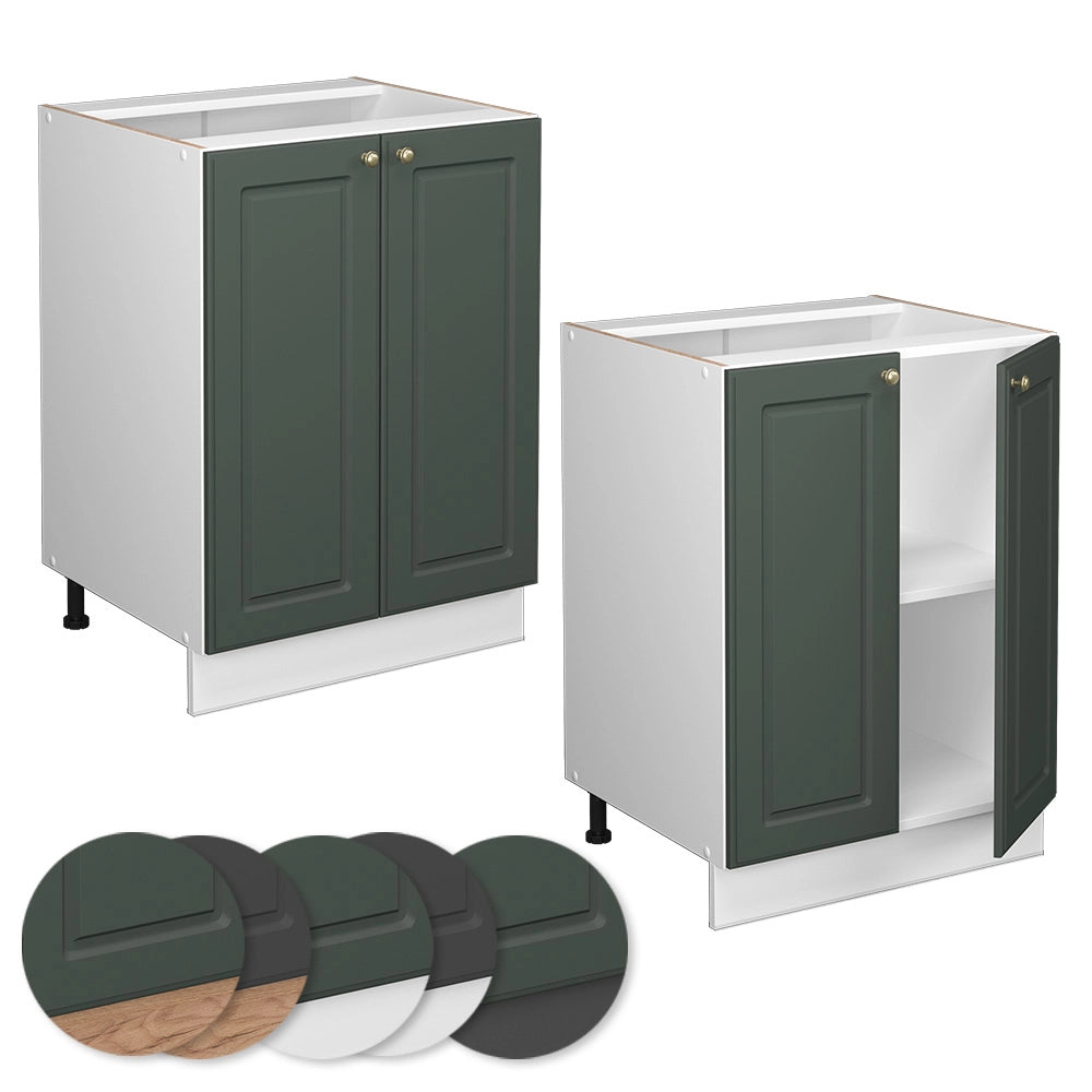 Mobiletto base cucina Fame-Line Verde-oro rustico/Bianco 60 cm senza piano di lavoro Vicco