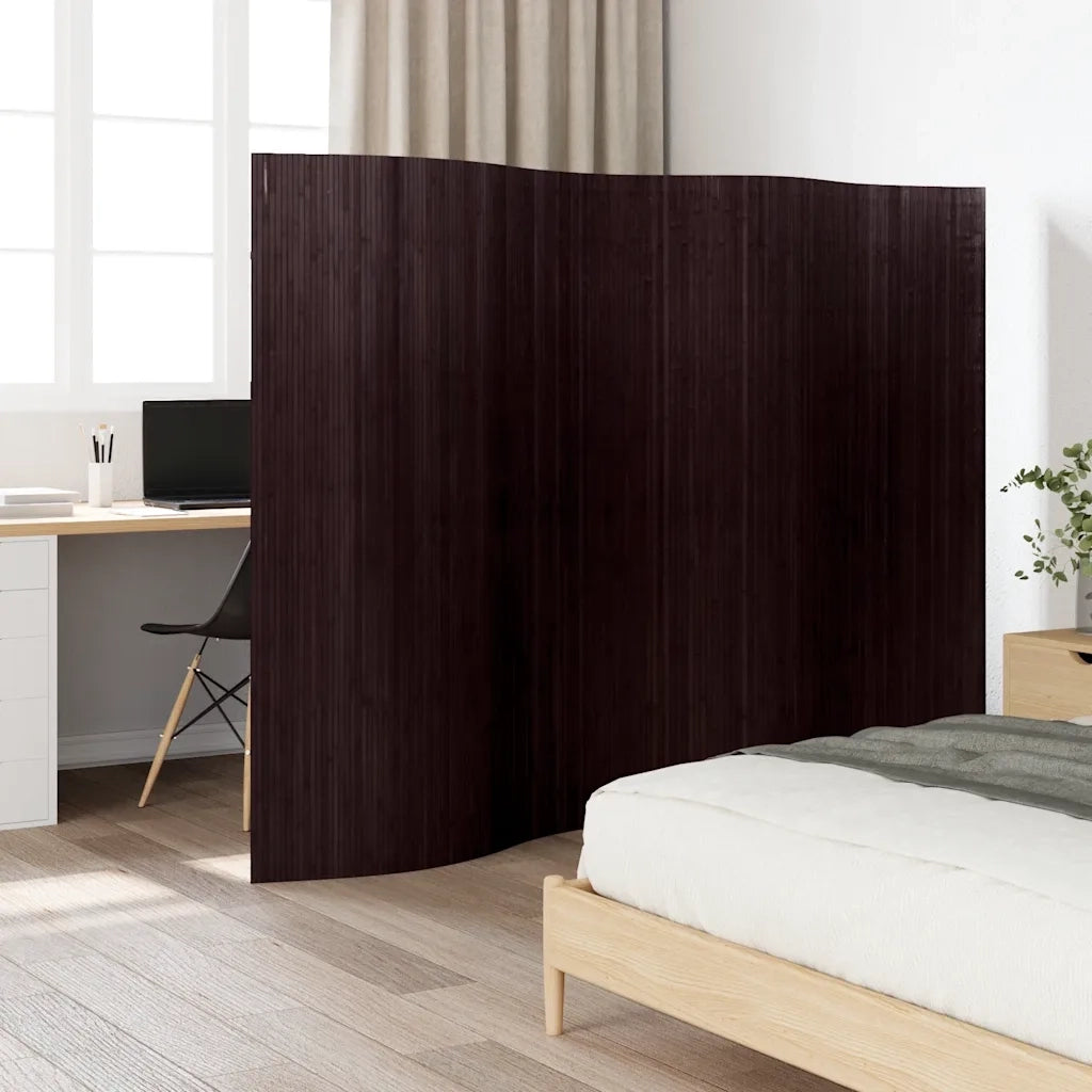 Pannello Divisore per la Stanza | Paravento | Divisorio Ambienti Bamb¨´ Marrone Scuro Larghezza 250 cm Altezza 165 cm
