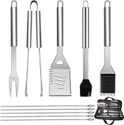 Set di forchette in acciaio inossidabile per grigliata, set di forchette professionali in tasca portatile, attrezzatura per BBQ, set di grigliata, attrezzatura per uomini e donne, attrezzatura per campeggio, giardino (6 pezzi, 35 x 3,5)