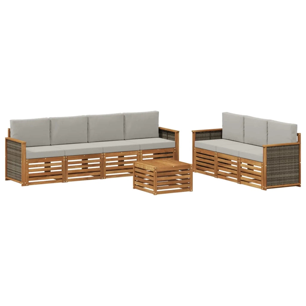 Set divani con cuscino 8 pcs Legno di Acacia Massello
