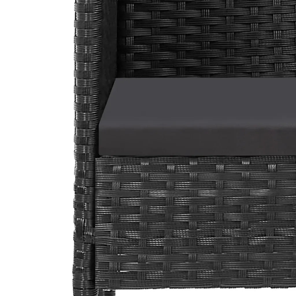 Set da Pranzo da Giardino 5 pz Nero con Cuscini in Polyrattan cod mxl 39376