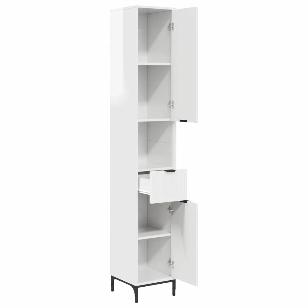 Mobile da Bagno con cassetto Bianco Lucido 31,5 x 33 x 190 cm 883408