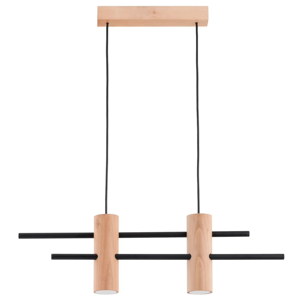 Lampada a sospensione moderna barra legno 2xGU10 Alfa