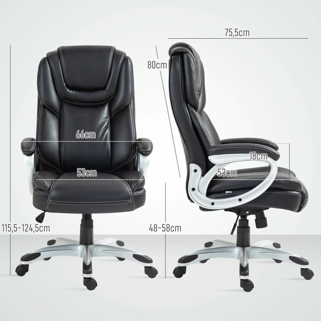 Sedia da ufficio reclinabile con rotelle ¨C zephmum ¨C nero 66x75.5x115.5-124.5 cm