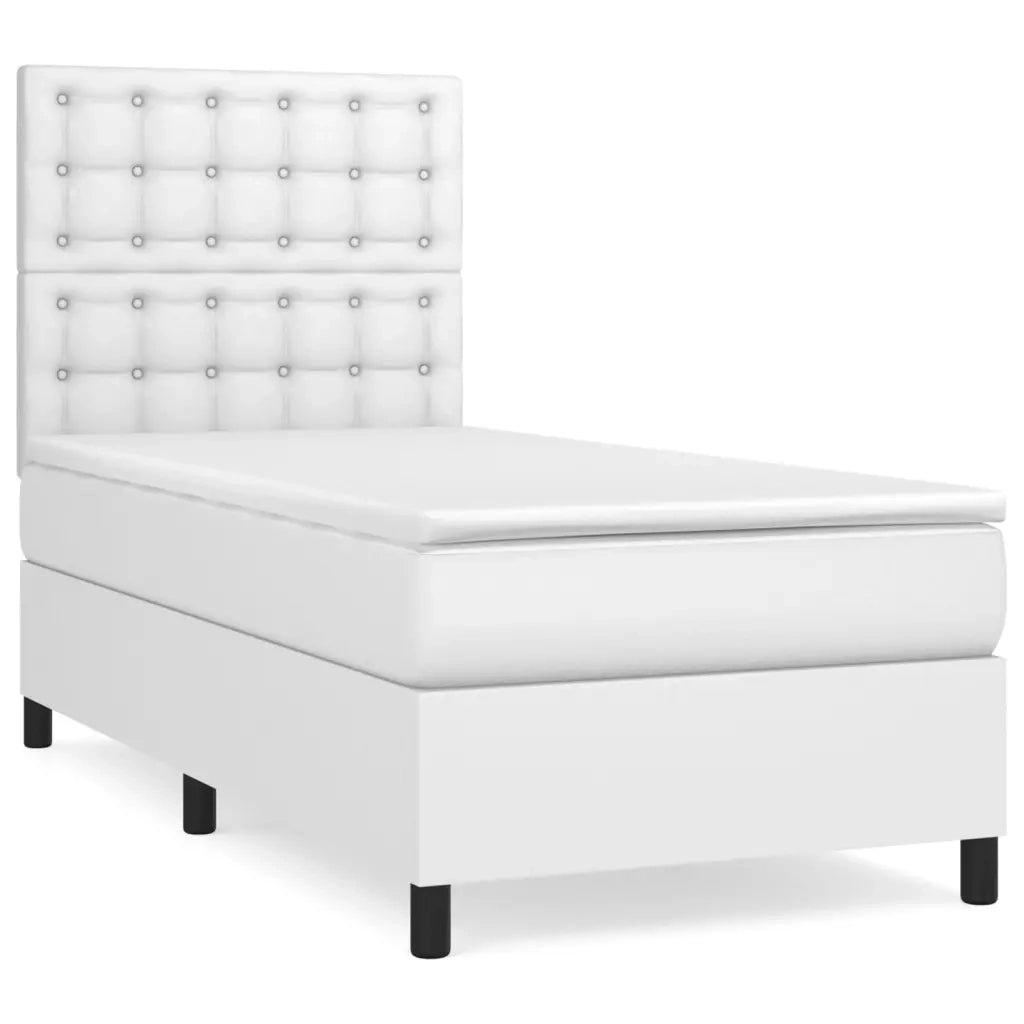 Giroletto a Molle con Materasso-Struttura Letto Bianco 90x190 cm in Similpelle 690675