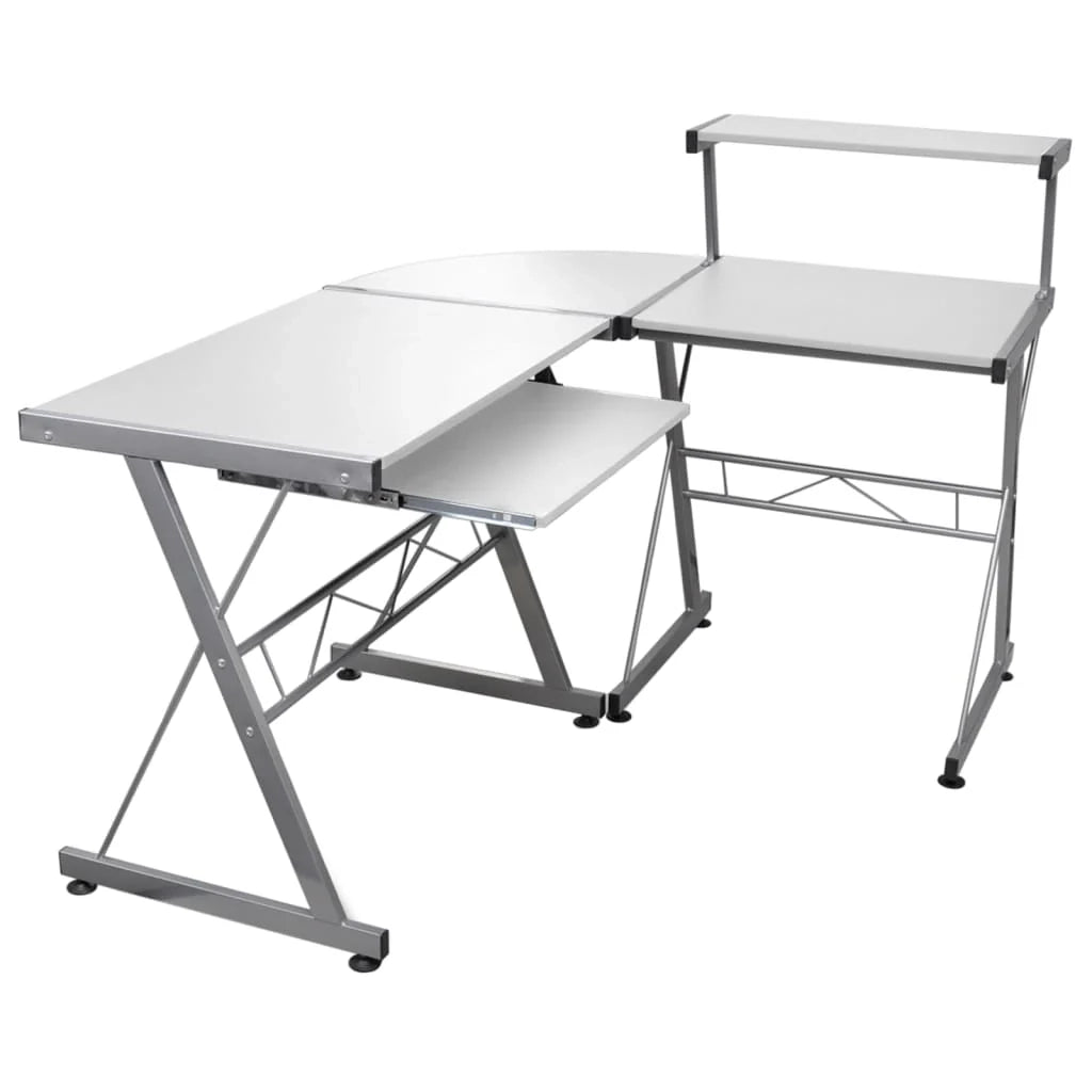 Scrivania angolare postazione computer scrivania studio computer 132 x 112 x 99 cm legno ingegnerizzato bianco 02_0023730