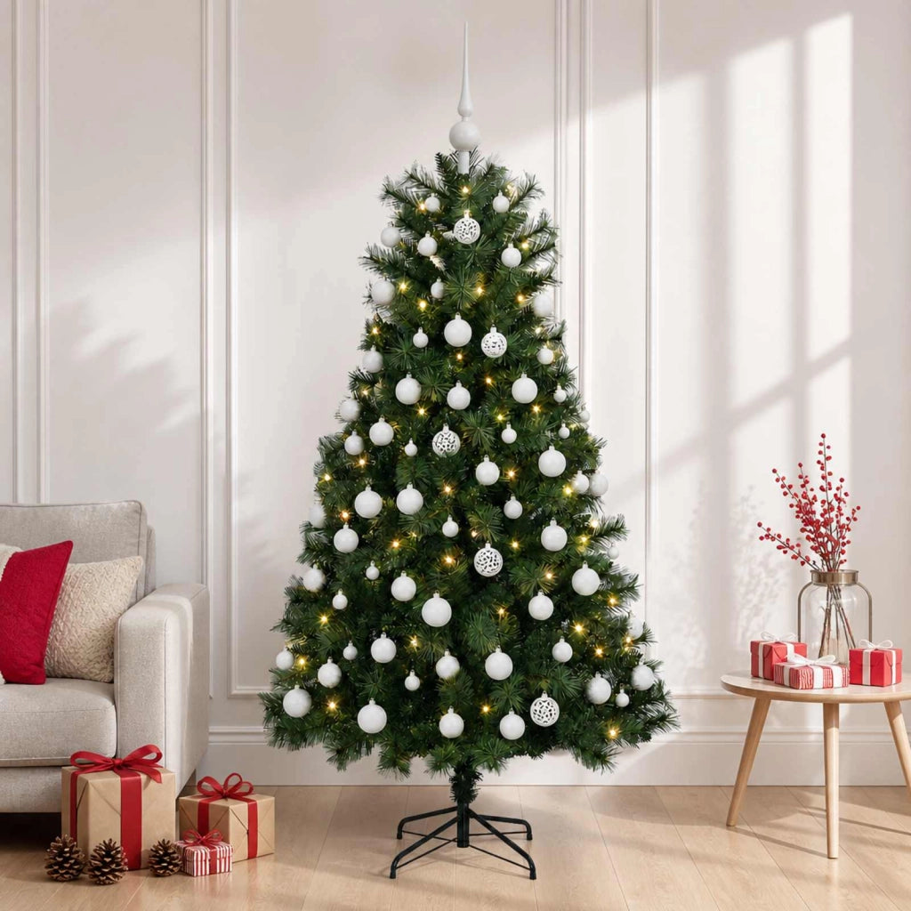 Albero di Natale artificiale con rami snodati e palline 150 cm 3466126