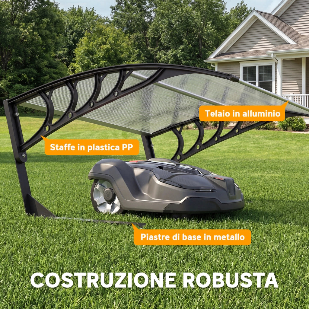 Pensilina da Esterno per Tagliaerba 100x81x43 cm Impermeabile e UV 30+ in Alluminio Bianco
