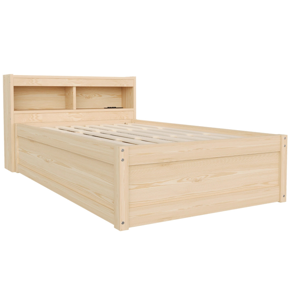 Letto 90x200 cm con contenitore idraulico; presa integrata e LED