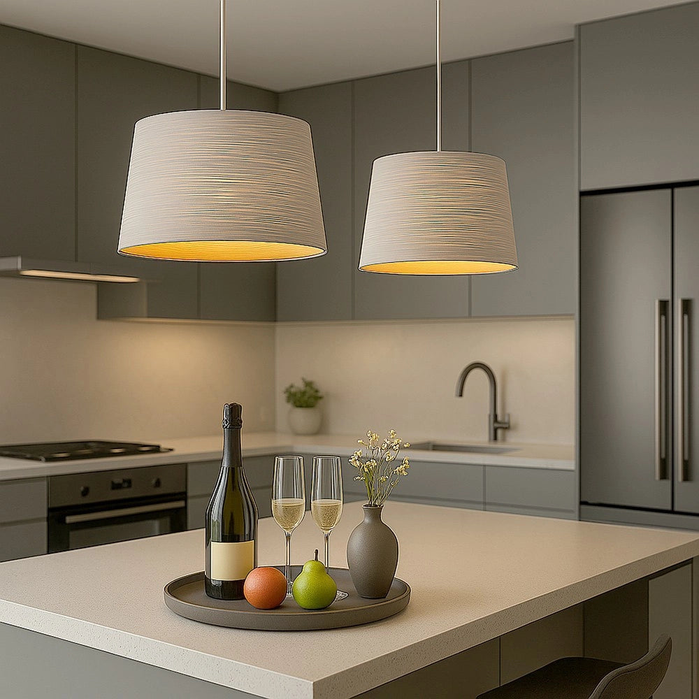 Trade Shop - Lampadario Minimal A Sospensione In Metallo Opaco Con Interno Ramato Attacco E27 Ip20 A73 - Bianco