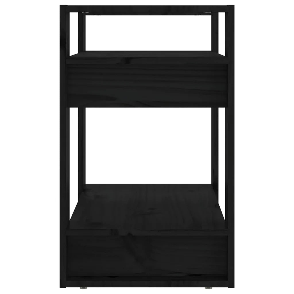 Libreria/Divisorio Nero 60x35x57 cm in Legno Massello di Pino 813878