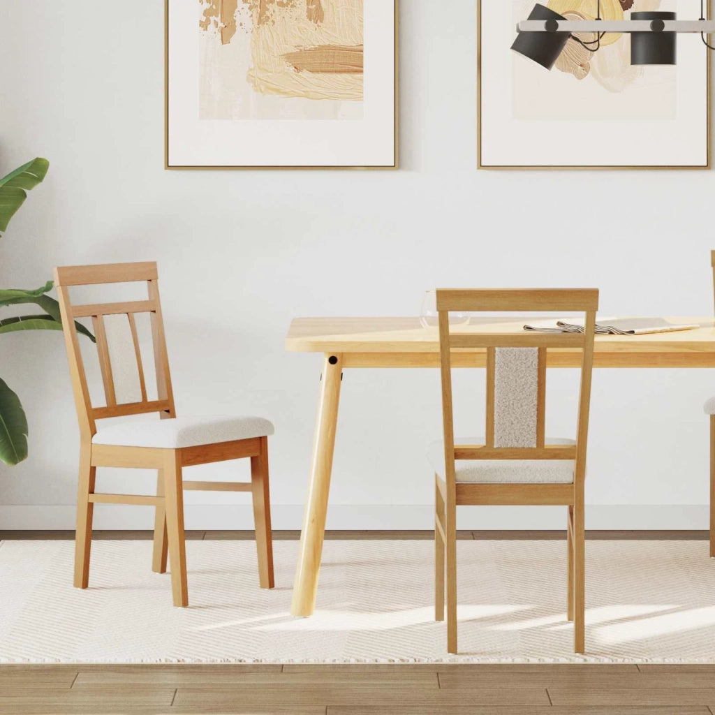 Sedia da pranzo 2 pcs Naturale e chiaro Legno di gomma solido