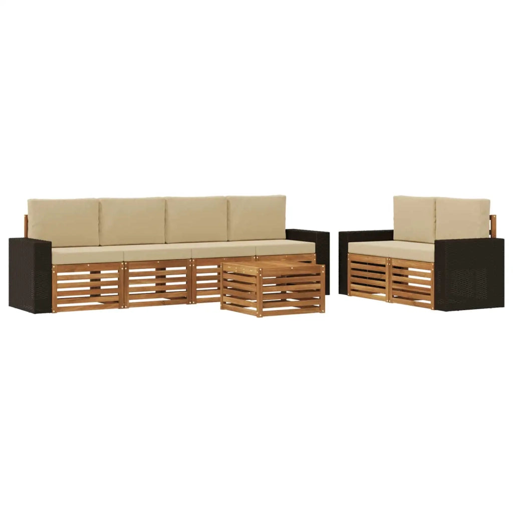 Set di divani da esterno 7 pz Naturale e Beige 3384064