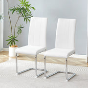 Sedie da Pranzo Imbottite in Ecopelle ¨C MINIMAL ¨C Bianche, Gambe in Metallo, Set 2 Pezzi