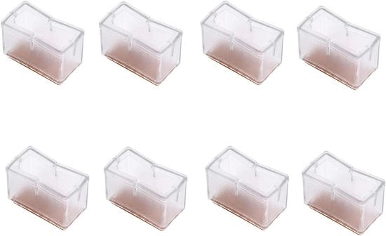 Set di protezioni per gambe di tavolo - Protezioni anti-slip rettangolari per pavimento con cuscinetti in velluto per mobili da tavolo, sgabelli, sedute e piedi di tavolo (trasparenti) - 8 pezzi